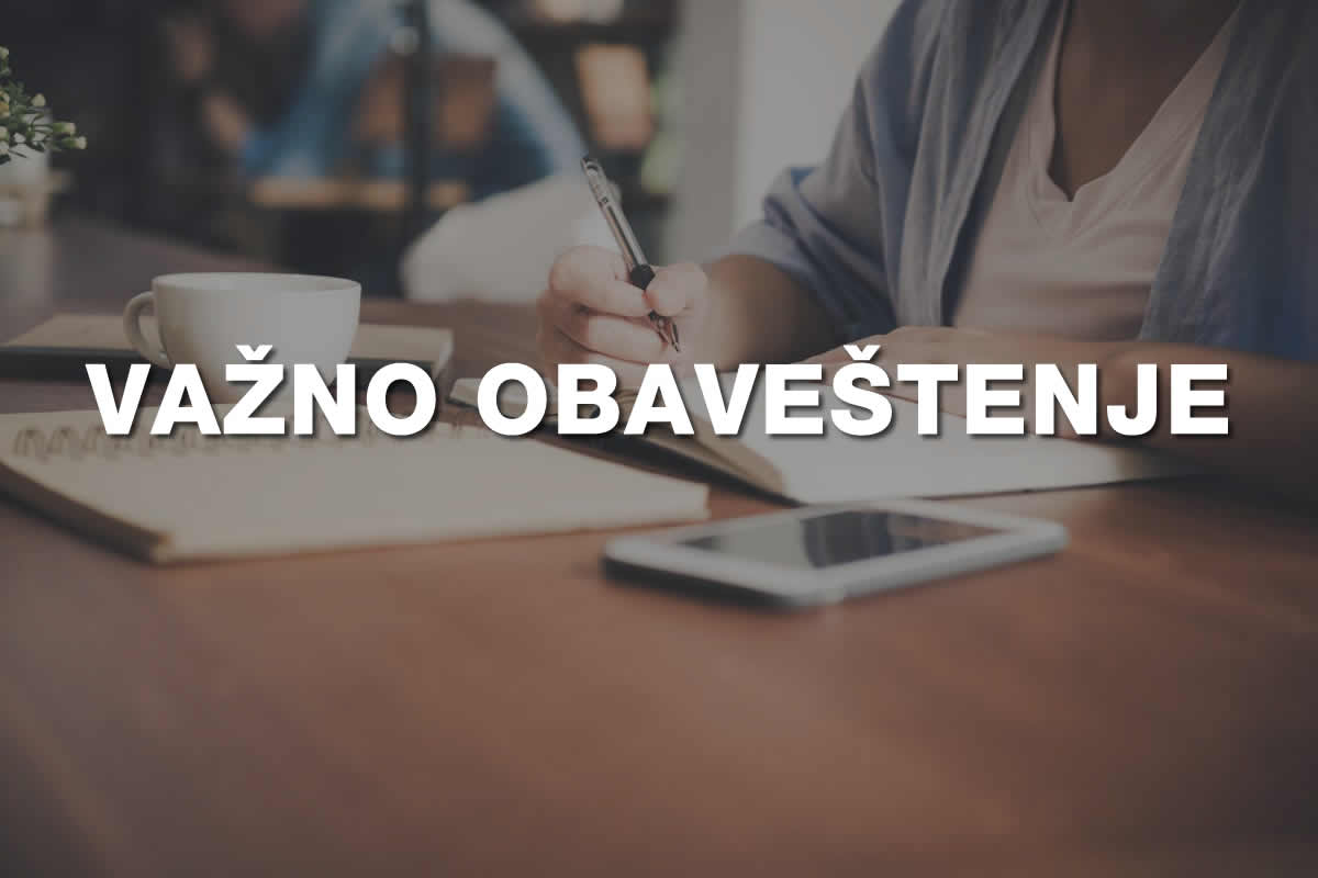 Važno obaveštenje